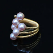 Handmade Purple Freshwater Pearl 14K Gold Plated Finger Ring Opening Design Ring for Women SR10