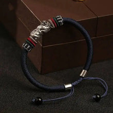 925 Sterling Silver Handmade Braided Rope Dragon Charm Bracelet For men With Adjustable Knots  Gift For Him