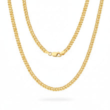 Gold chain necklace with Orsa Jewels branding and 925 sterling silver stamp on a white background.