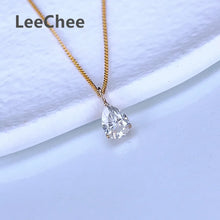 18K Yellow Gold Pendant 0.8CT Real Moissanite Necklace 5*7MM VVS Lab Diamond Fine Jewelry with Certificate AU750 White Rose Gold