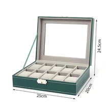 New Watch Box 6/10/12 Grids  PU Leather Watches Display Case Jewelry Holder Storage Organizer With Lock