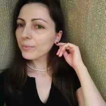 Real 925 Sterling Silver Earrings With Pearls Women,Cute Small White Black Freswater Natural Double Pearl Earring Girl Gift