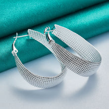 925 Sterling Silver Particle Surface U Earring For Woman Charm Fashion Wedding Engagement Jewelry