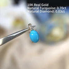 18K Solid Gold High Fashion Earrings/Pendants Certificated Natural Turquoise Platinum Jewelry Premium Blue Gemstone