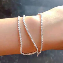 S925 Sterling Silver Necklace 2mm Sparkling Collarbone, Sweater Chain, High Charm Jewelry Gift Women