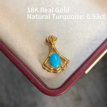 18K Solid Gold High Fashion Earrings/Pendants Certificated Natural Turquoise Platinum Jewelry Premium Blue Gemstone