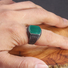 925 Sterling Silver Mens Rings Natural Agate Stone Turkish Black Onyx Men Real Vintage Cool Ring