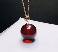 18K Real Gold Baltic Natural Blood Amber with Certificated Natural Bead Pendant With Silver Chain AU750 Rare Timeless Luxury Jewelry