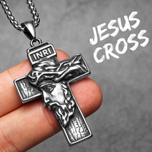 Stainless Steel Jesus Cross Religon Amulet  Men Women Necklaces Pendants Chain Punk Trendy Jewelry Creativity Gift Wholesale