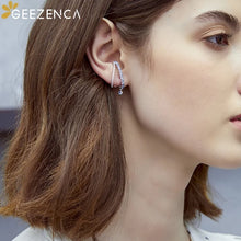 925 Silver Blue Spinel CZ Small Hoop Earrings Women Trendy Sparkling Dainty Statement Stud Earring Party Gift