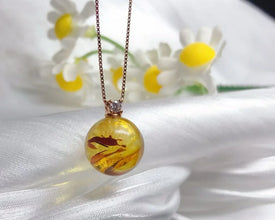 18K Real Gold Set 12mm Natural Baltic Amber Moissanite Pendant With Rope Silver Chain Necklaces Exquisite Luxurious Fine Jewelry