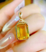 18K Solid Gold Inlaid 6.85ct Natural Citrine & Genuine Diamond Pendant High End Gemstone Prosperity Treasure Real Gold Jewelry