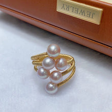 Handmade Purple Freshwater Pearl 14K Gold Plated Finger Ring Opening Design Ring for Women SR10