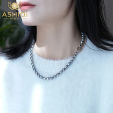 Natural Gray Baroque Freshwater Pearl Necklace 925 Sterling Silver Wedding Jewelry for Women Gifts