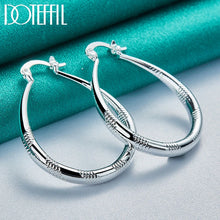 U Grain Circle Hoop Earring 925 Sterling Silver For Women Lady Best Gift Fashion Charm Silver Wedding Jewelry