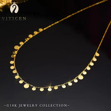 Authentic Real 18K Gold AU750 Sequins Necklace Exquisite Gift Romantic Classic Present For Woman Cute Fine Jewelry