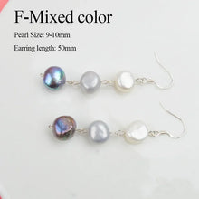 Real 925 Sterling Silver Natural Freshwater Pearl Earrings long korean earrings for Women Big Baroque pearl Jewelry Gift