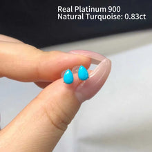 18K Solid Gold High Fashion Earrings/Pendants Certificated Natural Turquoise Platinum Jewelry Premium Blue Gemstone