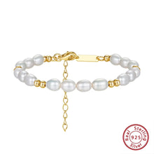 Elegant 14K Gold Beads Bracelet 925 Sterling Silver Freshwater Pearl Chain Bracelets for Women Party Jewelry GPB36