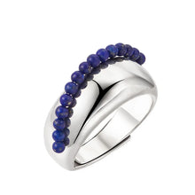 925 Sterling Silver Lapis Lazuli Tourmaline Open Statement Ring Women Simple Trendy  Adjustable Dome Rings Party Gift