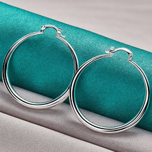 925 Sterling Silver 40mm Round Smooth Big Circle Hoop Earrings For Woman Fashion Party Wedding Jewelry