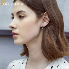 925 Silver Blue Spinel CZ Small Hoop Earrings Women Trendy Sparkling Dainty Statement Stud Earring Party Gift