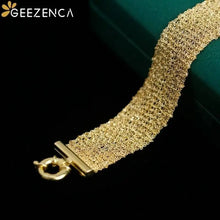 Italy design Luxury 925 Silver with 18K Gold Mesh Chain Woven Flat Bracelet Women Sparkling Dainty Wide Bracelets Love Gift For Her