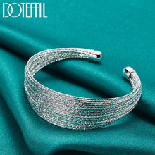 925 Sterling Silver Multi-line Bangle Bracelet For Woman Man Wedding Engagement Fashion Charm Party Jewelry