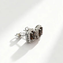 925 Sterling Silver Smoky Quartz Earring 6.5mm Cushion Shaped Natural Tea Crystal Stud Earrings are Fashionable and Elegant
