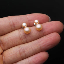Real 925 Sterling Silver Earrings With Pearls Women,Cute Small White Black Freswater Natural Double Pearl Earring Girl Gift