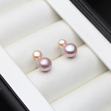 Real 925 Sterling Silver Earrings With Pearls Women,Cute Small White Black Freswater Natural Double Pearl Earring Girl Gift