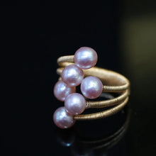 Handmade Purple Freshwater Pearl 14K Gold Plated Finger Ring Opening Design Ring for Women SR10