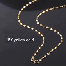 18K Gold Tile Chain Necklace Pure AU750 Versatile Necklace Simple Fashion Fine Jewelry Gift  for Women