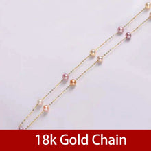 Real 18K Gold Natural Pearl Necklace Au750 Fine Jewelry Near Round Aniversary Gift For Women Mix Color X321-1