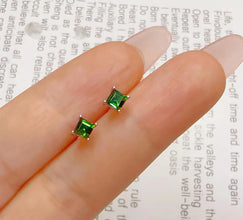 Cetificated PT950 Platinum Earrings With Natural Pink Green Tourmaline/Aquamarine 4 Prongs Blue Precious Gems Ear Stud Jewelry