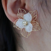 Korea New Earrings 14k Filled Gold Women Flower Pearl Earrings Elegant Women's Party Accessories SE57