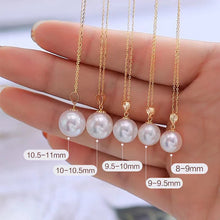 18K Yellow Gold Necklace Pendant Round Natural Freshwater Pearl Pure AU750 Fine Jewelry for Women PE016