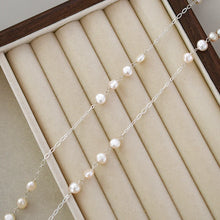 925 Sterling Silver Natural Baroque Freshwater Pearl  Necklace Long Sweater Chain for Women