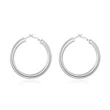 925 Sterling Silver 50mm Round Smooth Big Circle Hoop Earrings For Woman Fashion Party Wedding Jewelry