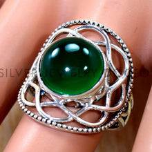 925 Sterling Silver Wide Retro Design Green Onyx Gemstone Ring High Quality Bohemian Vintage Designer Fine Jewelry Ring For Girl