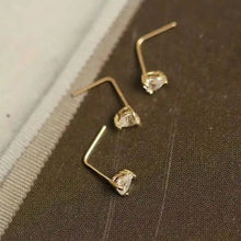 14K Yellow Gold L Shape Stud, Nose, Heart, Star, Round Zircon, Piercing Jewelry for Women, Men, kj465