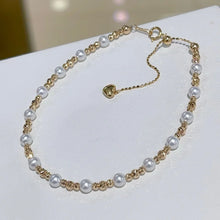 18k Gold Natural Freshwater Trendy Design 4-5mm Little Golden Pearl Bracelet Jewelry for Formal Occasion ST06