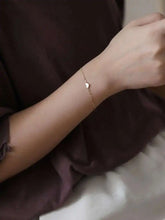 14K Solid Gold Heart Charm Bracelet, Dainty Minimalist Jewelry.