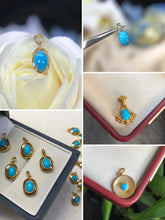 18K Solid Gold High Fashion Earrings/Pendants Certificated Natural Turquoise Platinum Jewelry Premium Blue Gemstone