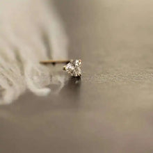14K Yellow Gold L Shape Stud, Nose, Heart, Star, Round Zircon, Piercing Jewelry for Women, Men, kj465