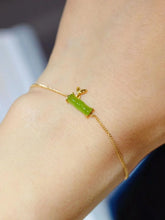18K Real Gold Natural Jade Bamboo Jewelry Set AU750 Solid Gold Hetian Jade Ear Studs Nephrite Chain Bracelets Precious Jewelry