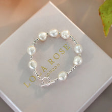 Natural Freshwater Baroque Pearl 925 Sterling Silver Love Bracelet for Girls Gift