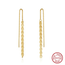 925 Sterling Silver with 14K Gold Plated 3mm Phoenix Long Chain Earring for Women Drop Earrings Anniversary Jewelry Gifts SE399