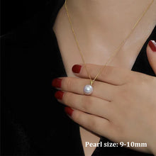 18K Yellow Gold Necklace Pendant Round Natural Freshwater Pearl Pure AU750 Fine Jewelry for Women PE016