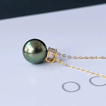 18k Gold Black Pearl Necklace pendant  For Women,Natural Tahiti Pearl Necklace pendant AU750,Seawater Pearl necklace Gift